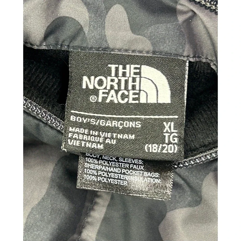 Boys The Nortn Face Garçons Camo Full Zip 3 in 1 Puffer Jacket XL